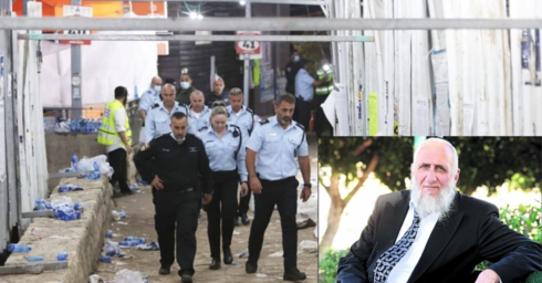 זירת האסון והרב אריה כהן (צילומים: זירת האסון - גיל נחושתן; הרב אריה כהן - קובי קואנקס) זירת האסון והרב אריה כהן